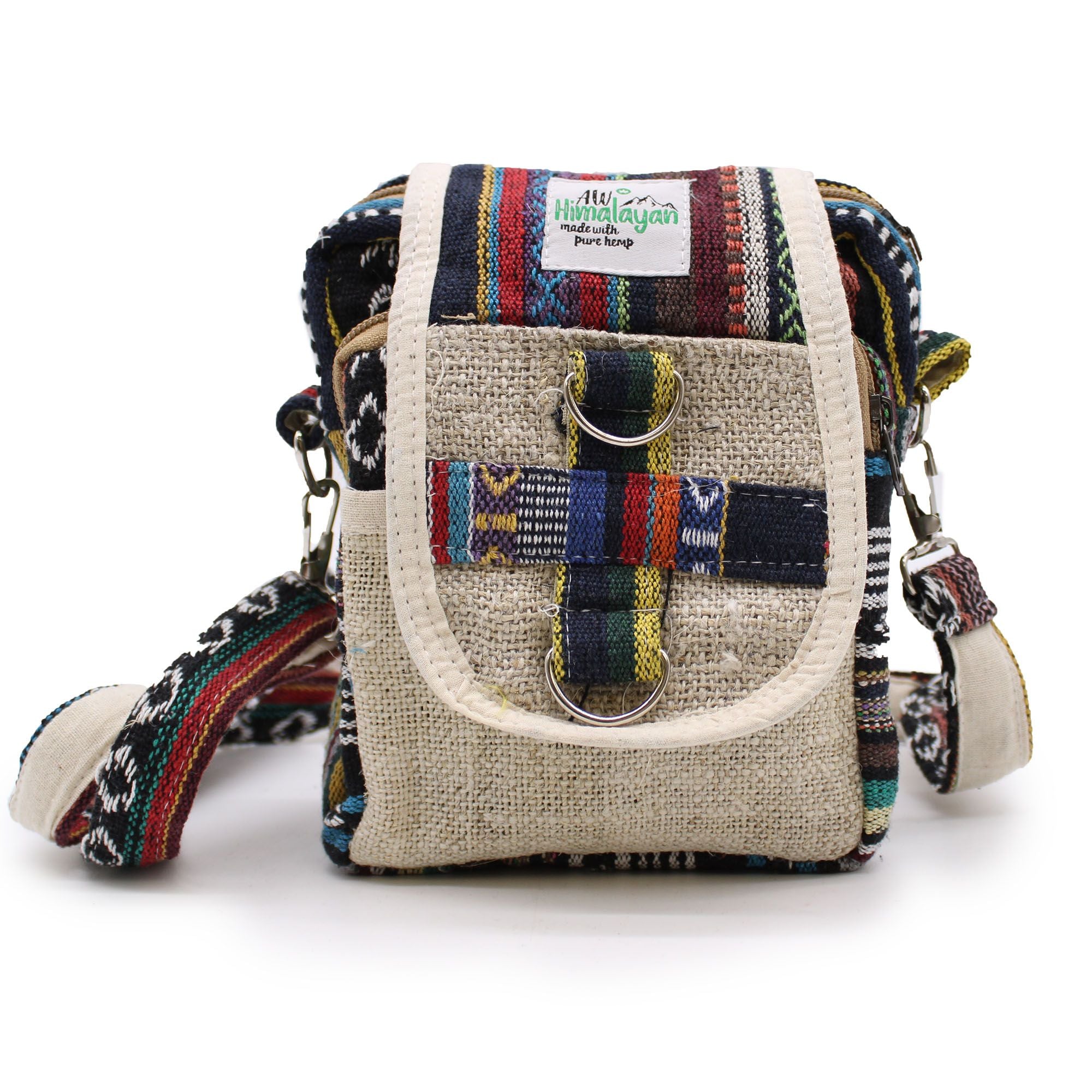 Crossbody-väska i hampa och Jhari-tyg – Flerfärgad