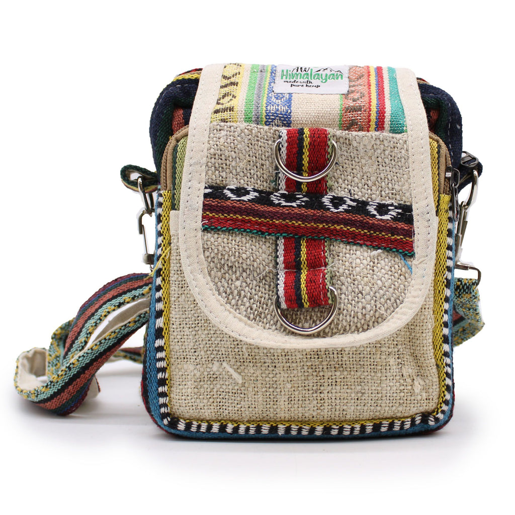 Crossbody-väska i hampa och Jhari-tyg – Flerfärgad