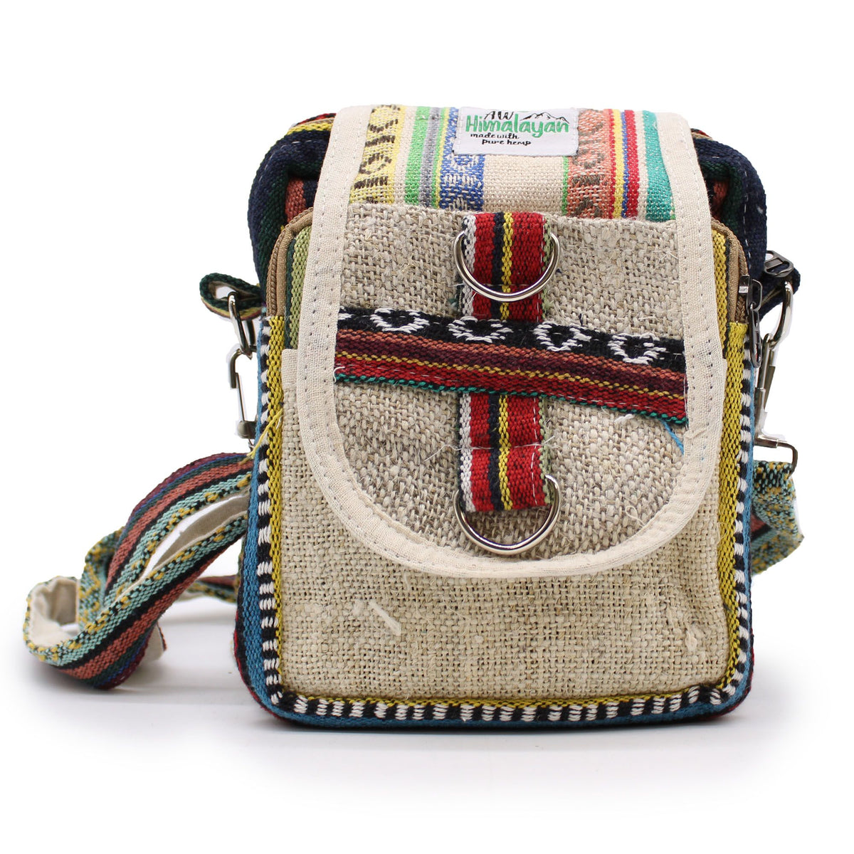 Crossbody-väska i hampa och Jhari-tyg – Flerfärgad