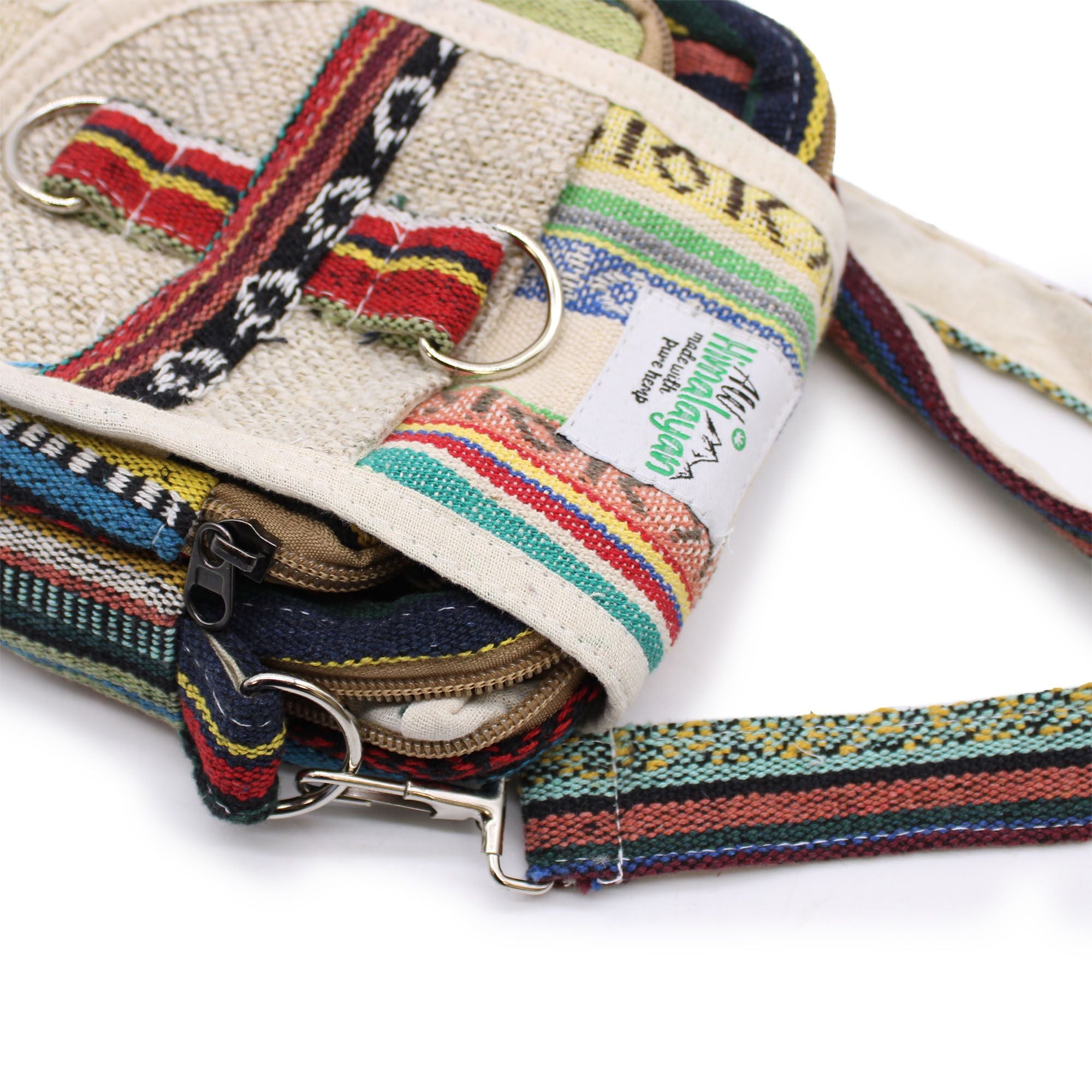 Crossbody-väska i hampa och Jhari-tyg – Flerfärgad