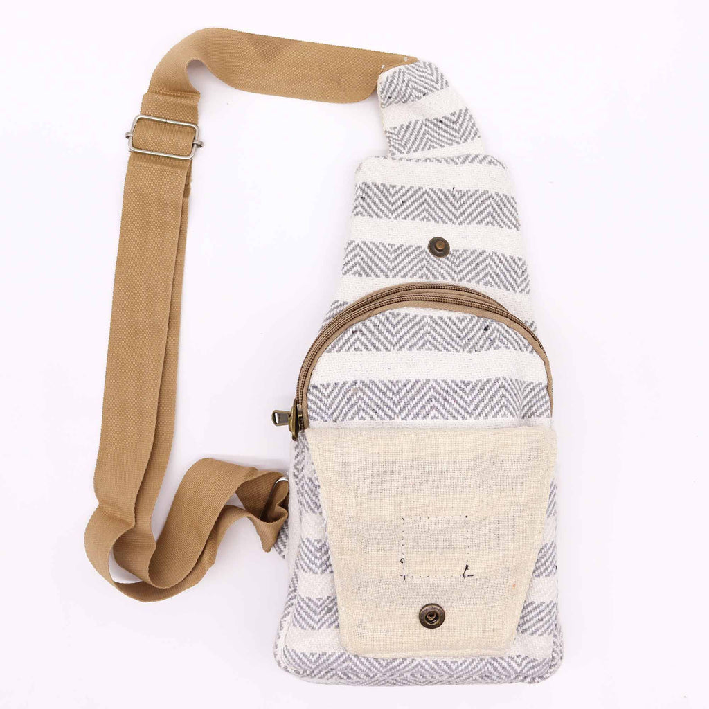 Crossbody-väska i naturbomull – Grå/Vit