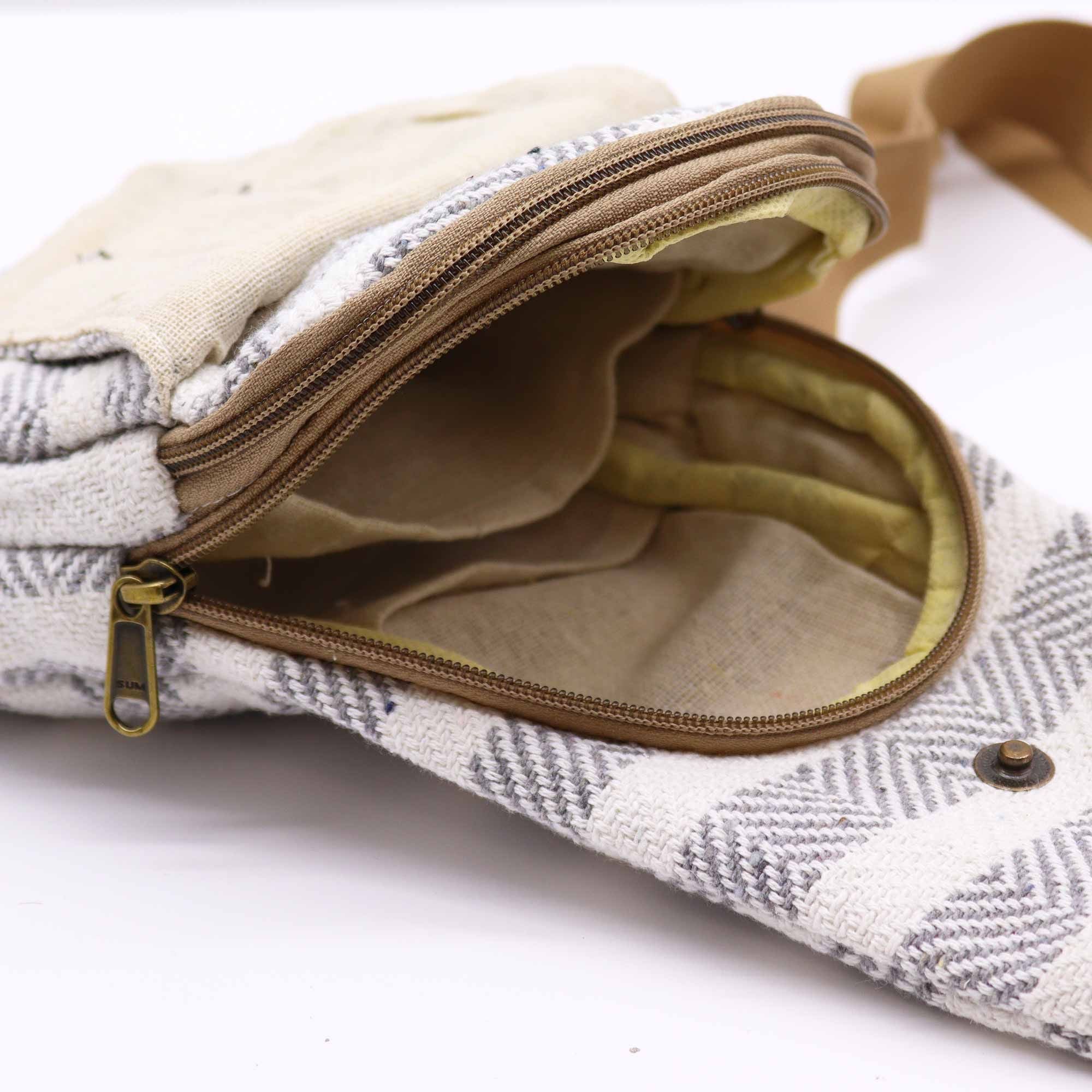 Crossbody-väska i naturbomull – Grå/Vit