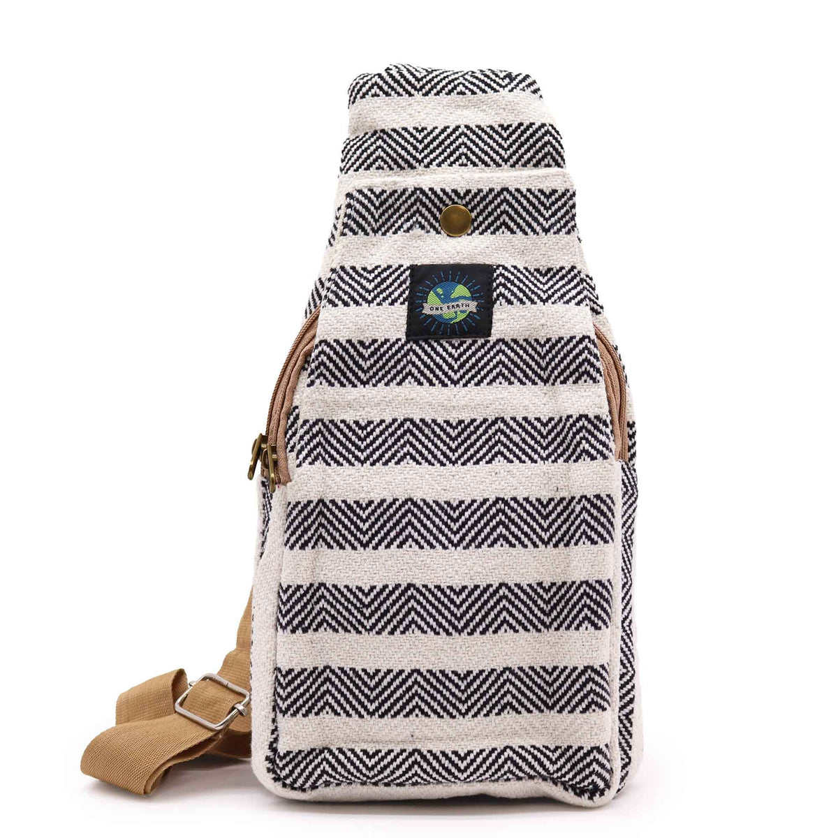 Crossbody-väska i naturbomull – Svart/Vit
