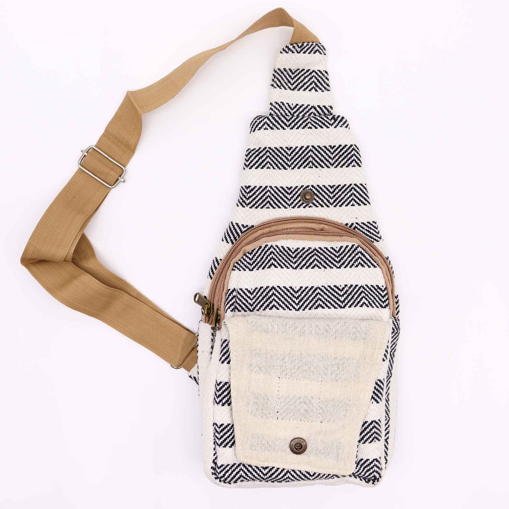 Crossbody-väska i naturbomull – Svart/Vit