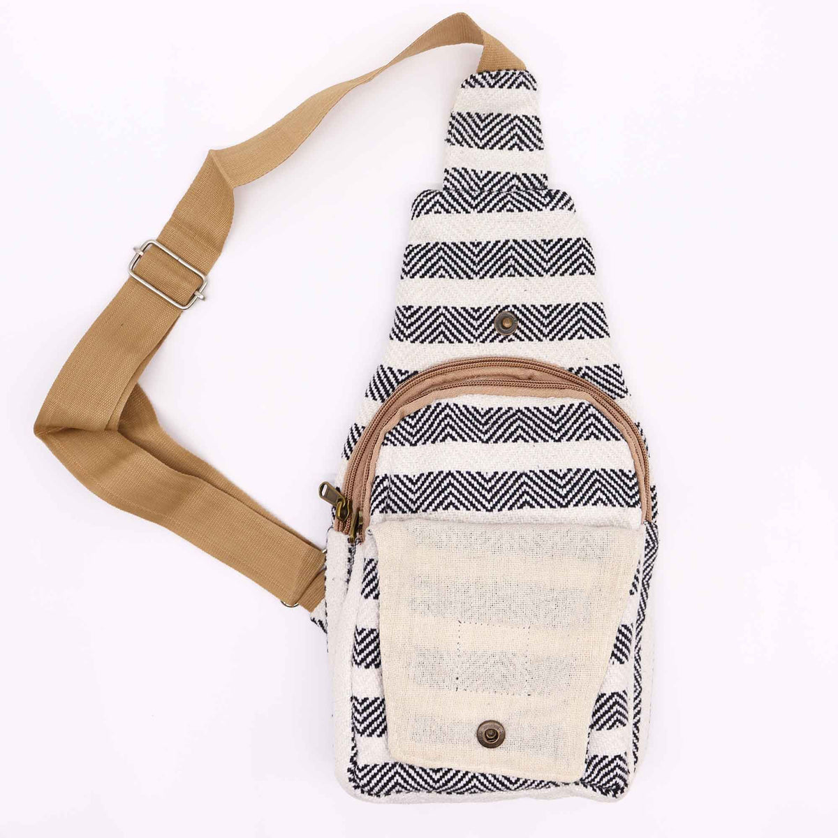 Crossbody-väska i naturbomull – Svart/Vit