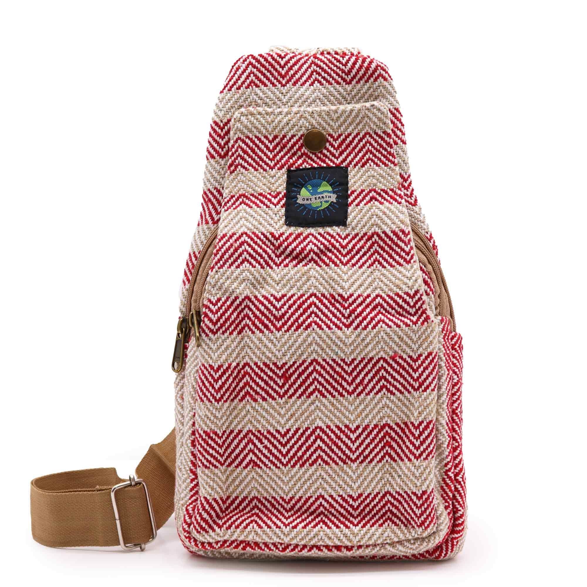 Crossbody-väska i naturbomull – Beige/Rosa