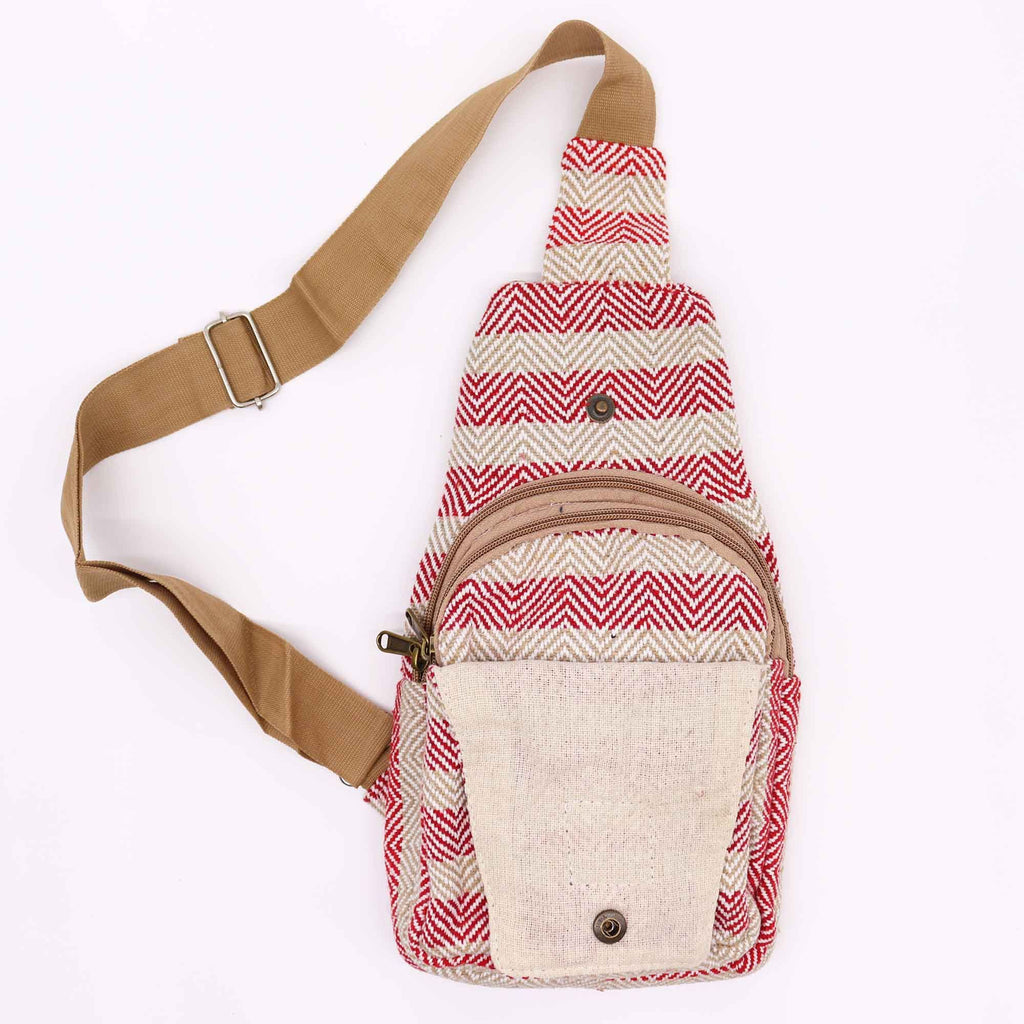 Crossbody-väska i naturbomull – Beige/Rosa