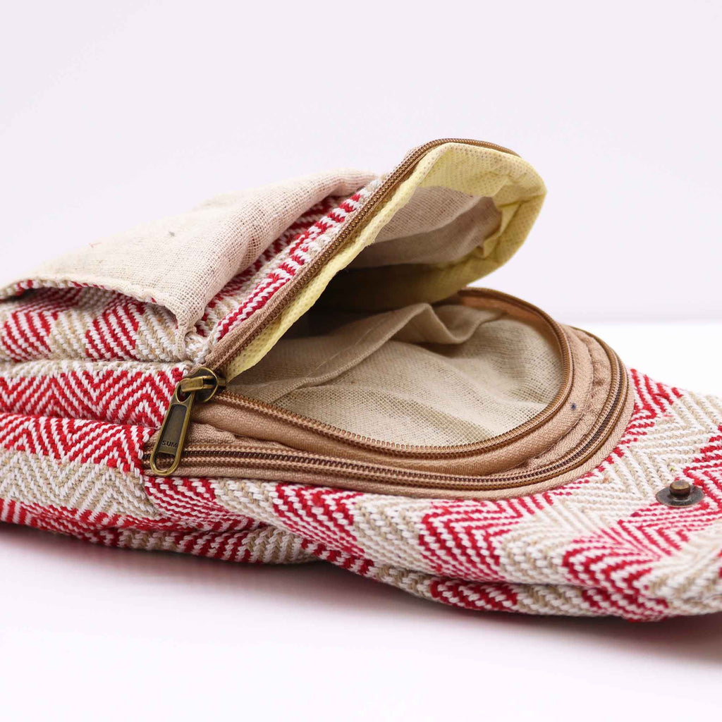 Crossbody-väska i naturbomull – Beige/Rosa
