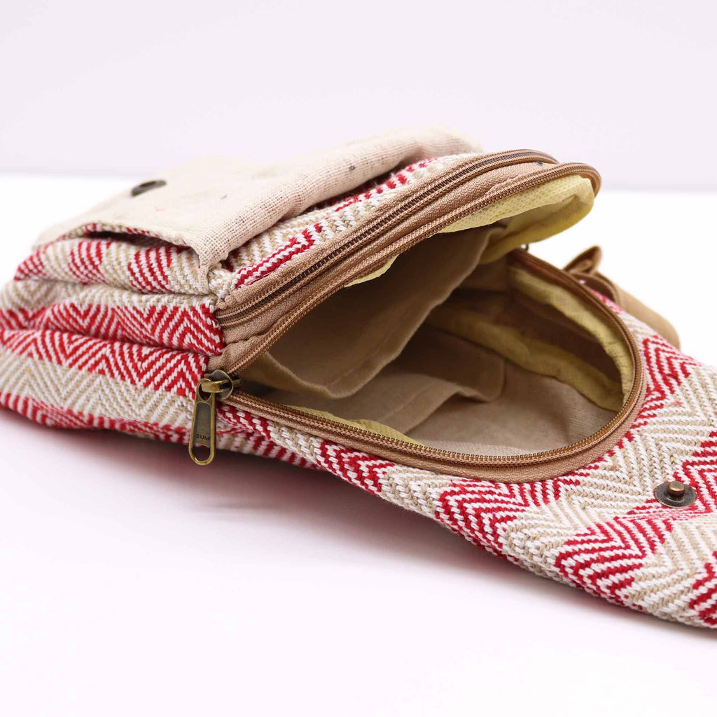 Crossbody-väska i naturbomull – Beige/Rosa